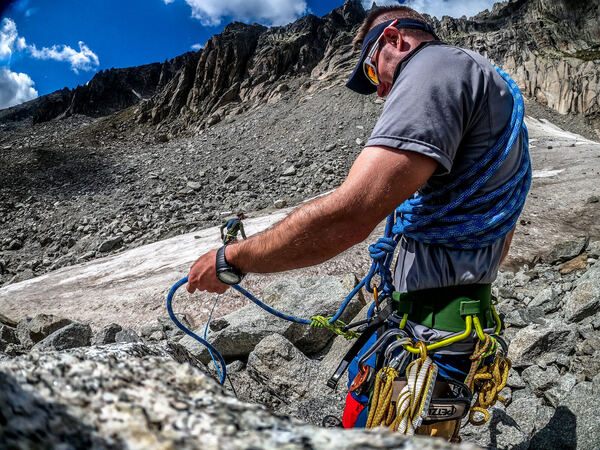 Crevasse rescue practice at the Furkapass