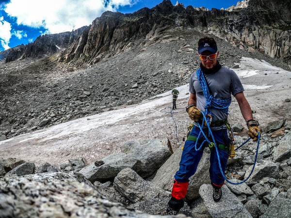 Crevasse rescue practice at the Furkapass